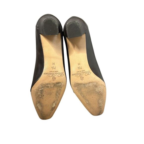 Brooks Brothers Block Heel Pumps Womens 7.5 Brown Leather Gold Bar Shoes‎ - Picture 6 of 6